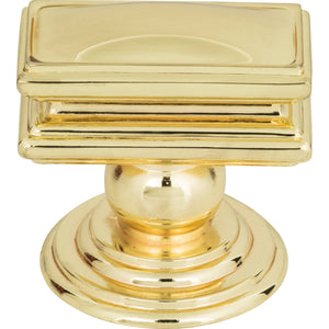 Atlas Homewares Campaign Rectangle Knob 1 1/2 Inch Polished Brass