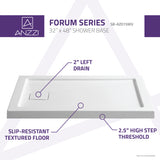 ANZZI SB-AZ015WV Forum Series 48 in. x 32 in. Shower Base in White