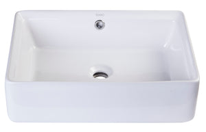 EAGO BA131  20" RECTANGULAR CERAMIC ABOVE MOUNT BASIN VESSEL SINK