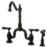 Kingston Brass KS7755BALBS Heirloom Bridge Kitchen Faucet with Brass Sprayer, Oil Rubbed Bronze