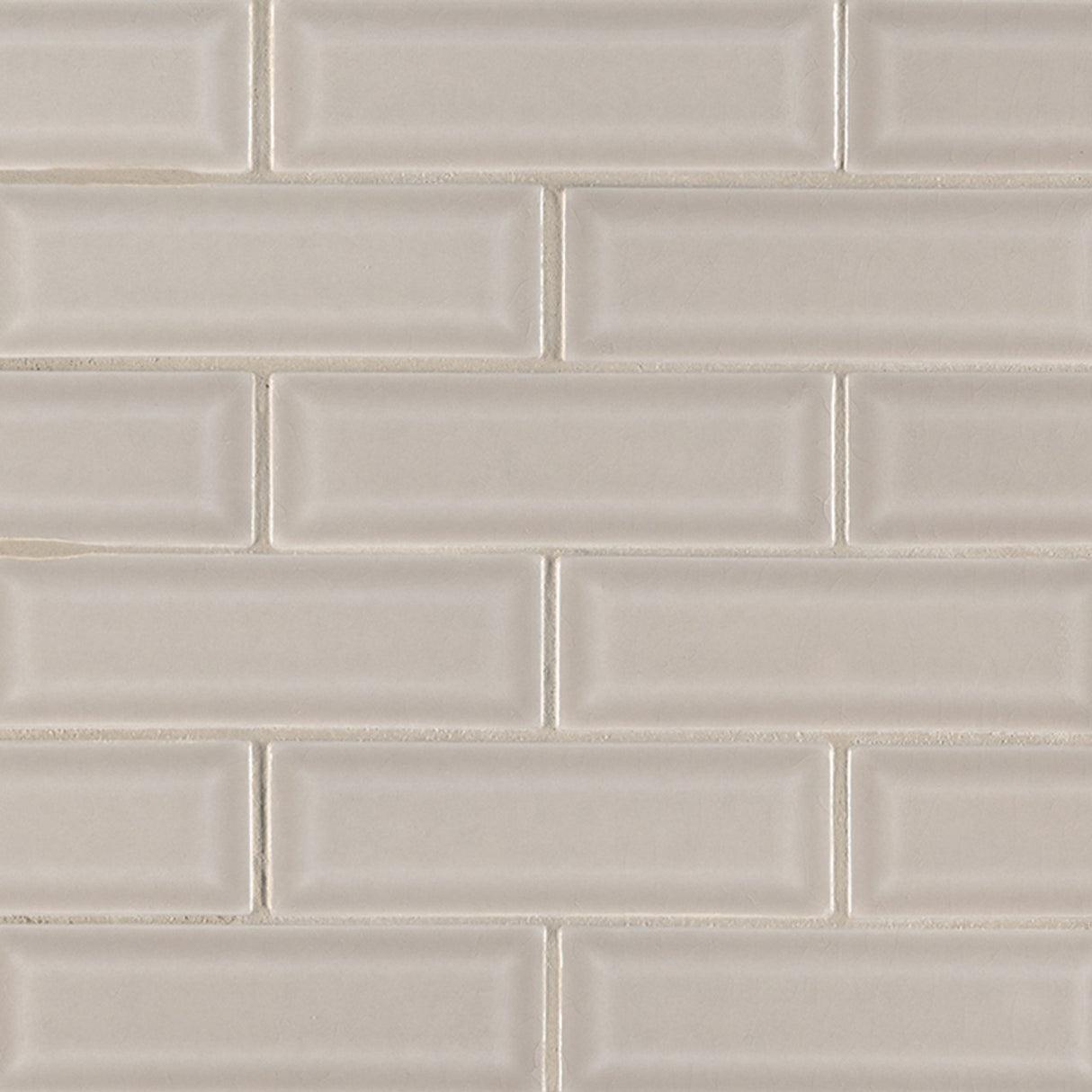 Portico pearl beveled 12X12 glossy ceramic mesh mounted mosaic tile SMOT-PT-PORPEA-2X6B product shot multiple tiles angle view