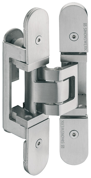 Häfele 924.19.036 TECTUS - Concealed Hinge, TE 527 3D, for flush doors up to 100 kg, 3D adjustable, size 155 mm, satin nickel look, SW 125
