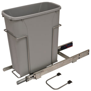Häfele 503.13.747 KV - Waste Bin Pull-Out, Bottom Mount, Single, Ball Bearing Slide with Overtravel and Soft-Close, White, 20 qt.
