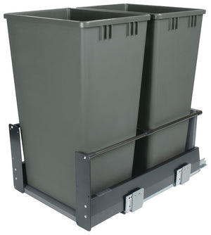 Häfele 503.15.224 Waste Bin Pull-Out, Matrix, Double, Frame: anthracite, bottom and back: black melamine, bin: gray; 2 x 52 qt