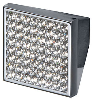 Häfele 111.25.252 Knob, Elements, Polished Chrome & Clear, Zinc & Crystal, 30 x 30 mm (1 3/16" x 1 3/16") (L x H)
