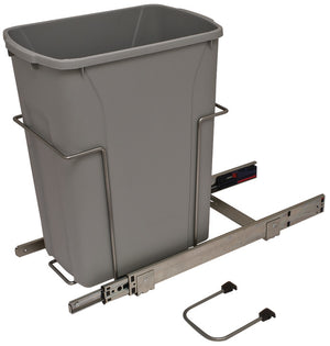 Häfele 503.13.541 KV - Waste Bin Pull-Out, Bottom Mount, Single, Ball Bearing Slide with Overtravel and Soft-Close, Frosted nickel, 35 qt.