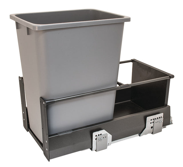 Häfele 503.15.221 Waste Bin Pull-Out, Matrix, Single, Frame: anthracite, bottom and back: black melamine, bin: gray, 36 qt