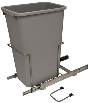 Häfele 503.13.540 KV - Waste Bin Pull-Out, Bottom Mount, Single, Ball Bearing Slide with Overtravel and Soft-Close, Frosted nickel, 20 qt.