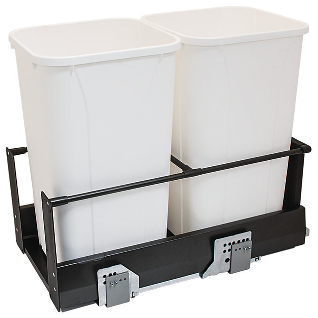 Häfele 503.15.231 Waste Bin Pull-Out, Matrix, Double, 2 x 27 qt, Frame: anthracite, bottom and back: black melamine, bin: gray