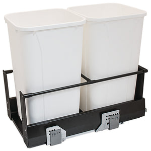 Häfele 503.15.731 Waste Bin Pull-Out, Matrix, Double, 2 x 27 qt, Frame: white, bottom and back: white melamine, bin: white