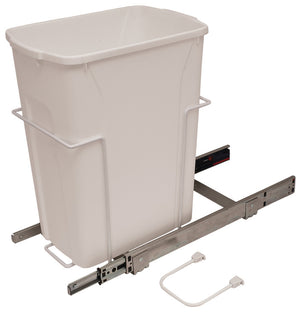 Häfele 503.13.541 KV - Waste Bin Pull-Out, Bottom Mount, Single, Ball Bearing Slide with Overtravel and Soft-Close, Frosted nickel, 35 qt.