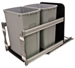 Häfele 503.11.727 KV - Waste Bin Pull-Out, Bottom Mount, Double, 35 Qt, Undermount Slide with Soft-Close, White