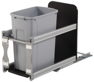 Häfele 503.11.503 KV - Waste Bin Pull-Out, USC, Bottom Mount, Single, Undermount Slide with Soft-Close, Frosted nickel, 35 qt., height: 487 mm (19 5/32")
