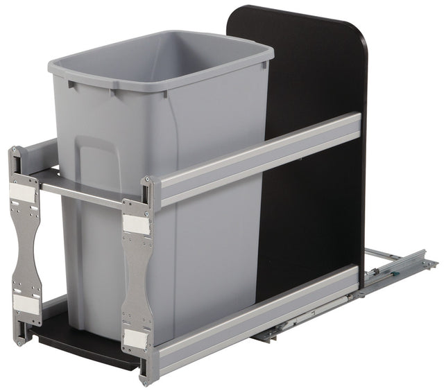 Häfele 503.11.503 KV - Waste Bin Pull-Out, USC, Bottom Mount, Single, Undermount Slide with Soft-Close, Frosted nickel, 35 qt., height: 487 mm (19 5/32")