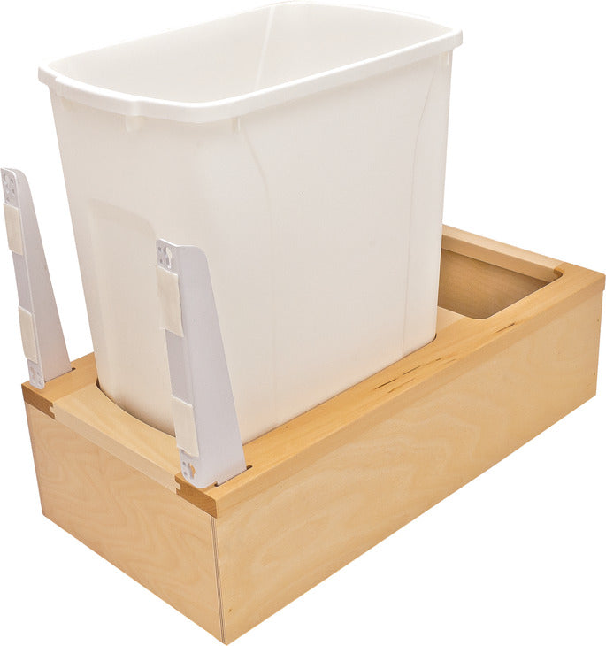 Häfele 503.14.772 KV - Waste Bin Pull-Out, Wood Frame, Bottom Mount, Single, Depth: 22 3/8", 35 qt.