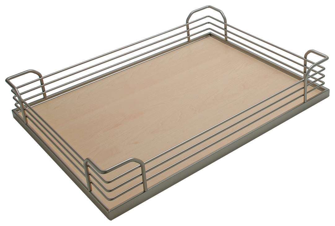 Häfele 545.60.178 Magic Corner I Tray, for 88 lbs. Weight Capacity, Arena Plus with non-slip effect, Chrome/maple, depth: 295 mm (11 5/8")