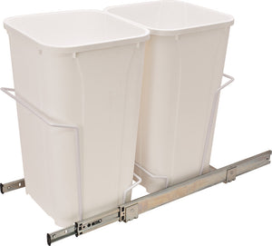 Häfele 503.12.797 KV - Waste Bin Pull-Out, Bottom Mount, Double, Ball Bearing Precision Slide with Overtravel, (W x H x D) 364 x 478 x 573 mm, capacity: 2 x 35 qt.
