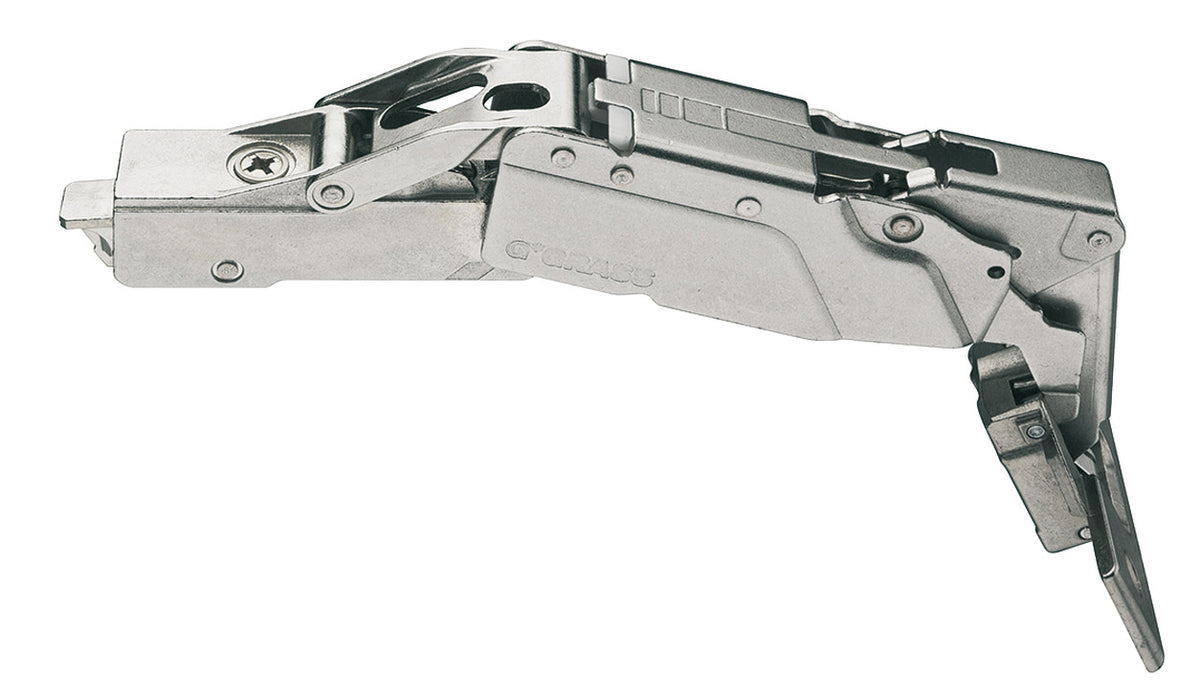 Häfele 348.32.811 Grass - Concealed Hinge, Tiomos, 155°, full overlay mounting, for cabinets with internal drawer boxes with railing or pull-out shelves, Soft-close, press-fit, model F028138565217