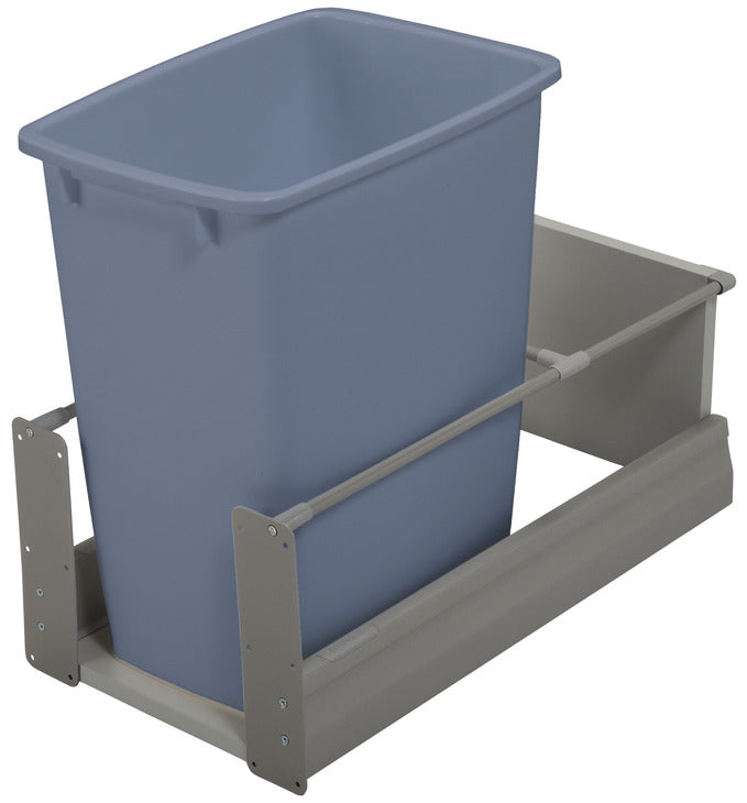 Häfele 503.15.221 Waste Bin Pull-Out, Matrix, Single, Frame: anthracite, bottom and back: black melamine, bin: gray, 36 qt