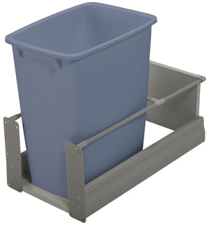 Häfele 503.15.221 Waste Bin Pull-Out, Matrix, Single, Frame: anthracite, bottom and back: black melamine, bin: gray, 36 qt
