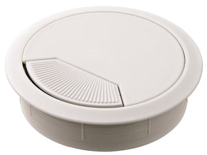 Häfele 429.99.548 Plastic Cable Grommet, Two-Piece, Round with Spring Closure, Plastic, with spring loaded, swivelling section in cover, for workplace organization, Light gray, Ø80 mm