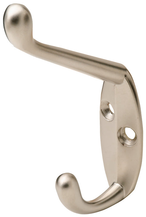 Häfele 845.01.600 Wall Mounted Hook, 18 x 55 x 90 mm (W x D x H), Double Prong, Matte nickel