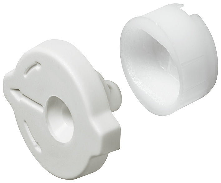 Häfele 039.60.709 Front Panel Adjustment Fitting, 2-piece, plastic, white