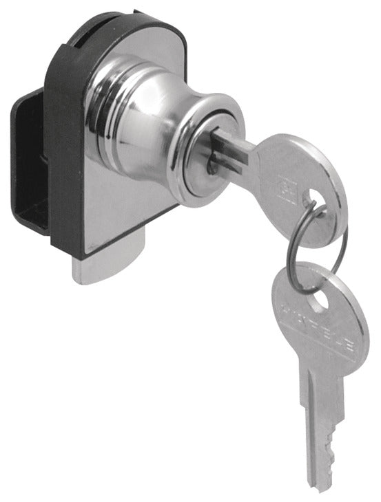 Häfele 233.18.630 Timberline - Glass Door Lock, Non-Bore, Vertical Installation, modular removable core locking system, Matte nickel