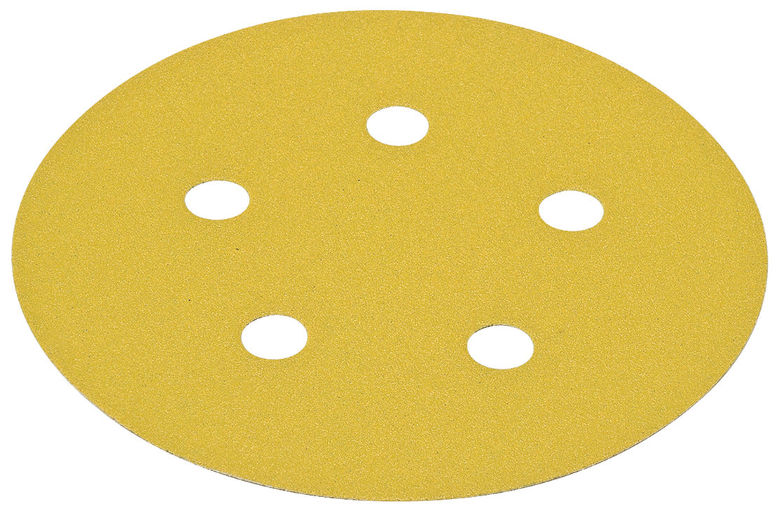 Häfele 005.33.193 Abrasive Paper Disc, 5" Aluminum Oxide, Hook-N-Loop, 5 Holes, P150
