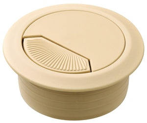 Häfele 429.99.048 Plastic Cable Grommet, Two-Piece, Round with Spring Closure, Plastic, with spring loaded, swivelling section in cover, for workplace organization, Almond, Ø80 mm