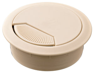 Häfele 429.99.146 Plastic Cable Grommet, Two-Piece, Round with Spring Closure, Plastic, with spring loaded, swivelling section in cover, for workplace organization, Brown, Ø80 mm