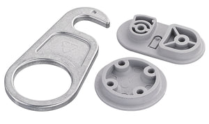 Häfele 642.42.920 Table top connector, For Connecting Table Tops, hook-in plate: Gray plastic, hook: Bright zinc alloy, installation height: 9.1 mm (3/8")