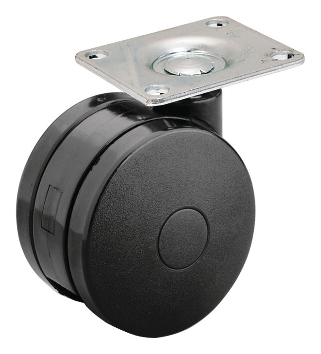 Häfele 660.57.323 Large Twin Wheel Caster, Plate Mount, without Brake, Threaded Stem Mount M10, Without Brake
