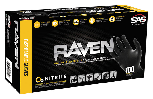 Häfele 007.64.045 Raven Gloves, Nitrile, Black, 6 mm, Size: M