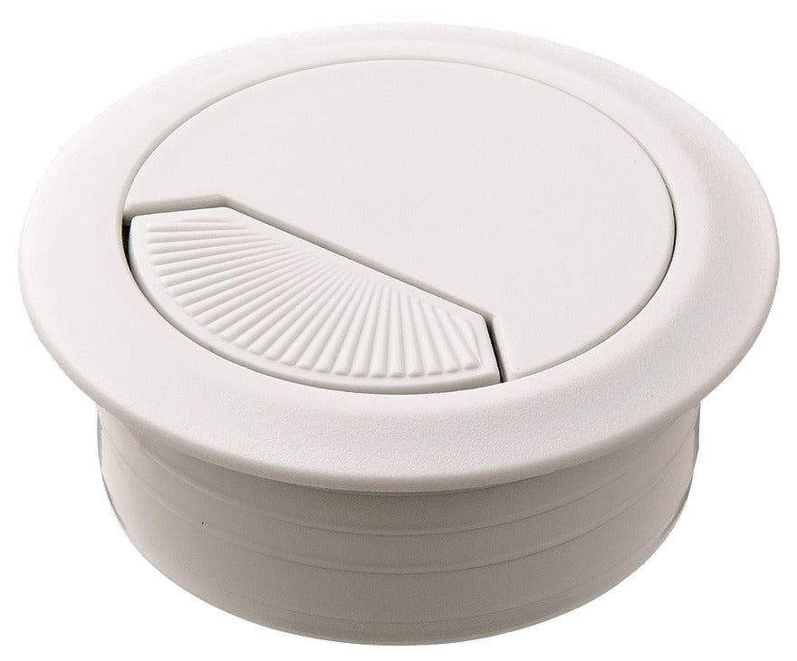 Häfele 429.99.039 Plastic Cable Grommet, Two-Piece, Round with Spring Closure, Plastic, with spring loaded, swivelling section in cover, for workplace organization, Almond, Ø50 mm