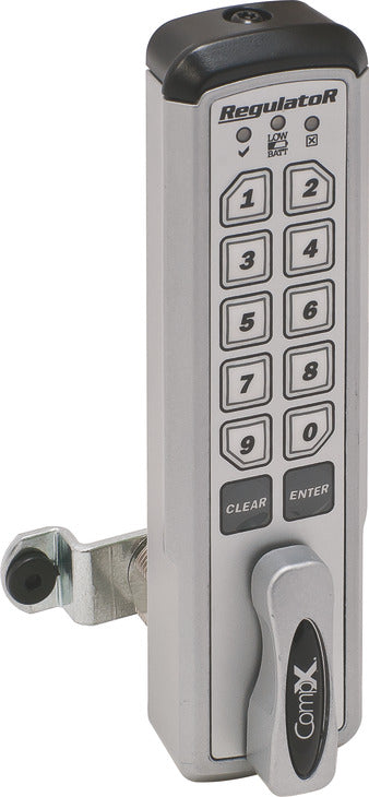 Häfele 231.97.013 Timberline - RegulatoR® Keypad Lock, Manual Locking, Horizontal, left hand, with lever on right, 1 3/16" cylinder length