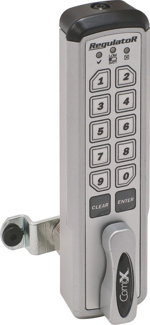 Häfele 231.97.013 Timberline - RegulatoR® Keypad Lock, Manual Locking, Horizontal, left hand, with lever on right, 1 3/16" cylinder length