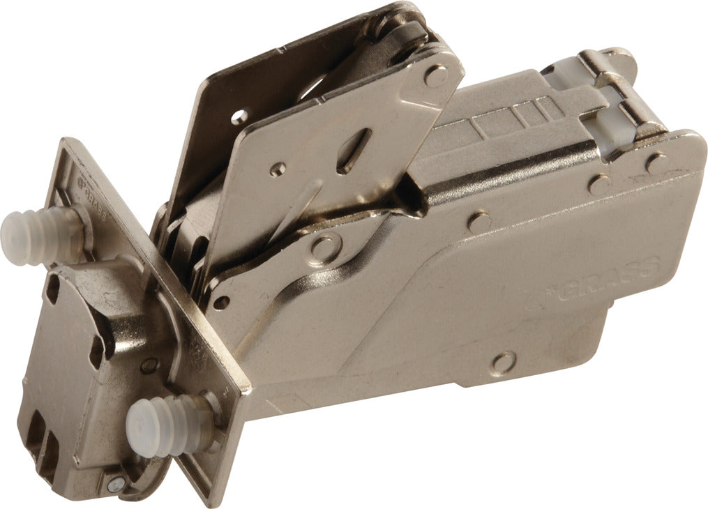 Häfele 348.32.802 Grass - Concealed Hinge, Tiomos, 155° Opening Angle, Half Overlay, for cabinets with internal drawer boxes with railing or pull-out shelves, Soft-close, screw-on, model F028138563217