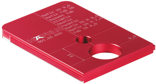 Häfele 001.25.625 Red Jig, Drill Guide for Rafix 20, anodized aluminum