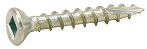 Häfele 010.22.941 Zip-R Screw, Flat Countersunk Head, #2 Square Drive, with Nibs, #6 x 1/2", Full Thread, Zinc, Bulk (30,000/bx)