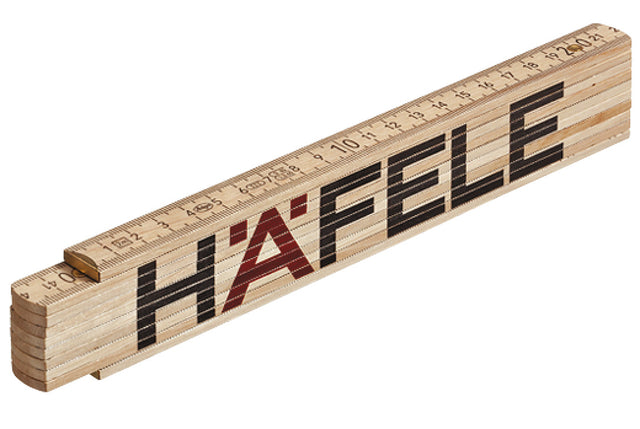 Häfele 002.80.213 Folding rule, natural, beech wood, with spring and patented 90° ball catch mechanism, links 3.4 x 16 mm