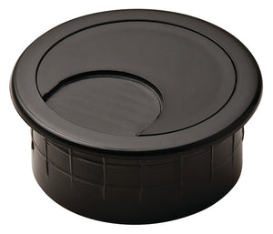 Häfele 429.93.313 Plastic Cable Grommet, Two-Piece, Round, Ø47 mm, For workplace organization, Black
