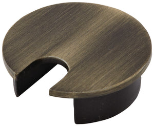 Häfele 429.94.034 Metal Cable Grommet, One-Piece, Round, Ø40 mm, For workplace organization, Brushed bronze, with 20 x 25 mm opening