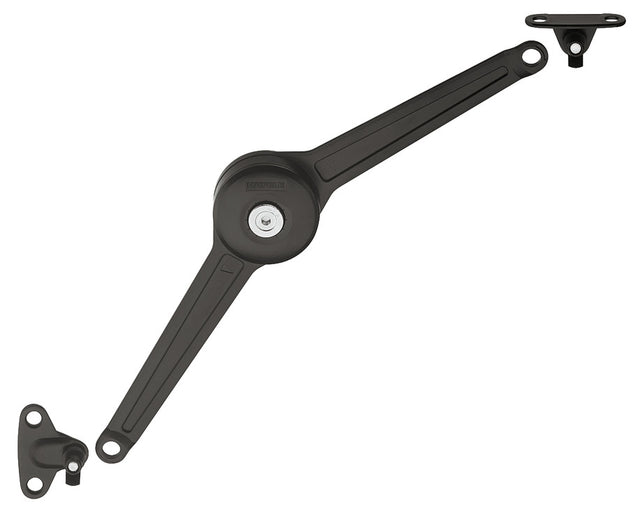 Häfele 373.66.312 Swing-Up Fitting, Duo Forte Complete Set for Wood & Aluminum, for flaps made from wood or with aluminium frame, from frame width 45 mm, Black, wood screws
