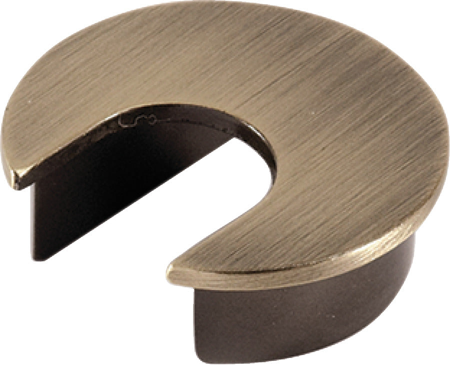 Häfele 429.94.621 Metal Cable Grommet, One-Piece, Round, Ø40 mm, For workplace organization, Brushed nickel, with 20 x 25 mm opening