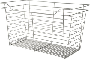 Häfele 547.40.658 Wire Closet Basket, with Full Extension Slides, Matte nickel, 16" x 23" x 17", with nickel-plated 16" slides