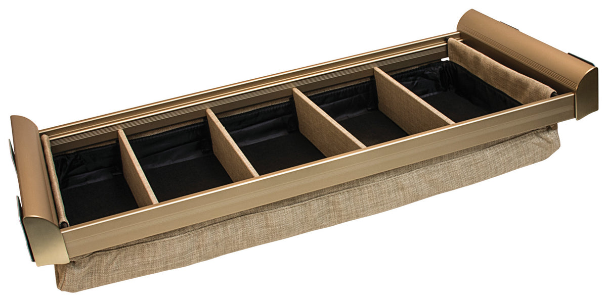 Häfele 807.77.013 TAG - Divided Lingerie Drawer, ENGAGE, Matte aluminum with slate fabric, 30" width