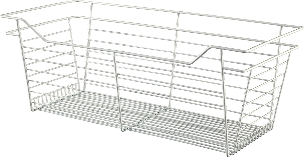 Häfele 547.40.252 Wire Closet Basket, with Full Extension Slides, Chrome-plated, 16" x 23" x 6", with zinc-plated 16" slides