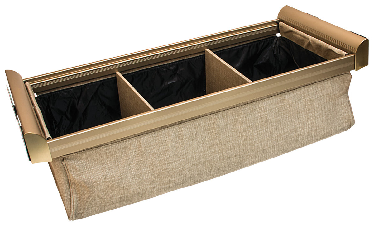 Häfele 807.77.422 TAG - Divided Deep Drawer, ENGAGE, Oil-rubbed bronze with beach fabric, 24" width