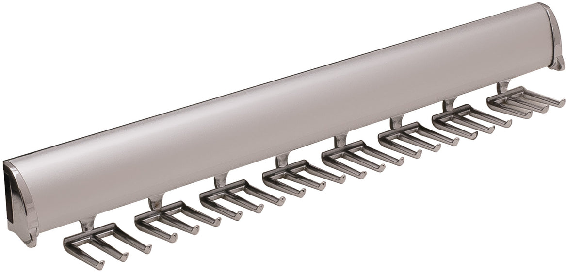 Häfele 807.67.205 TAG - Tie Rack, Synergy Elite Collection, 24 Hook, 17 15/16" Length, With full extension slide, Polished chrome